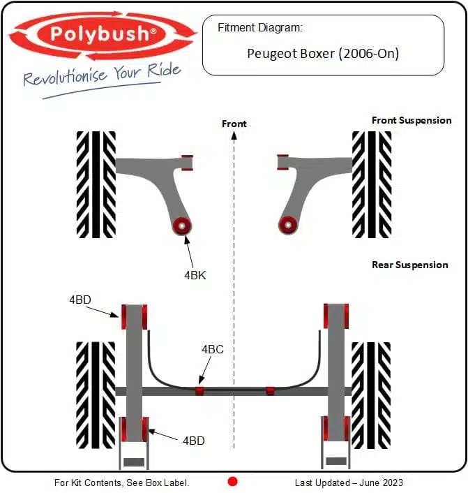 Peugeot Boxer (2006-On) suspension bush diagram