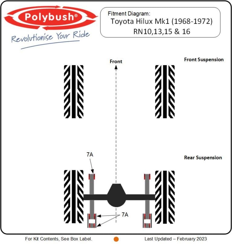 Hilux MK1 (1968-1972) RN10,13,15&16 suspension bush diagram