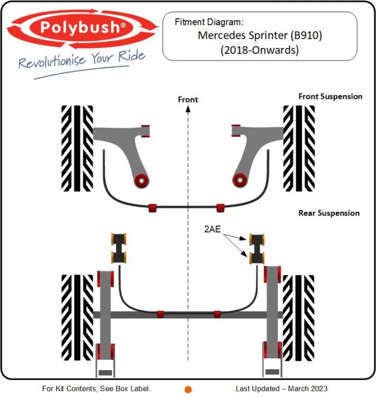 Mercedes Sprinter (B910) (2018-On) suspension bush diagram
