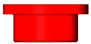 A red, cylindrical object with an extended flange at the top, rendered in a minimalistic 3d style against a plain background.