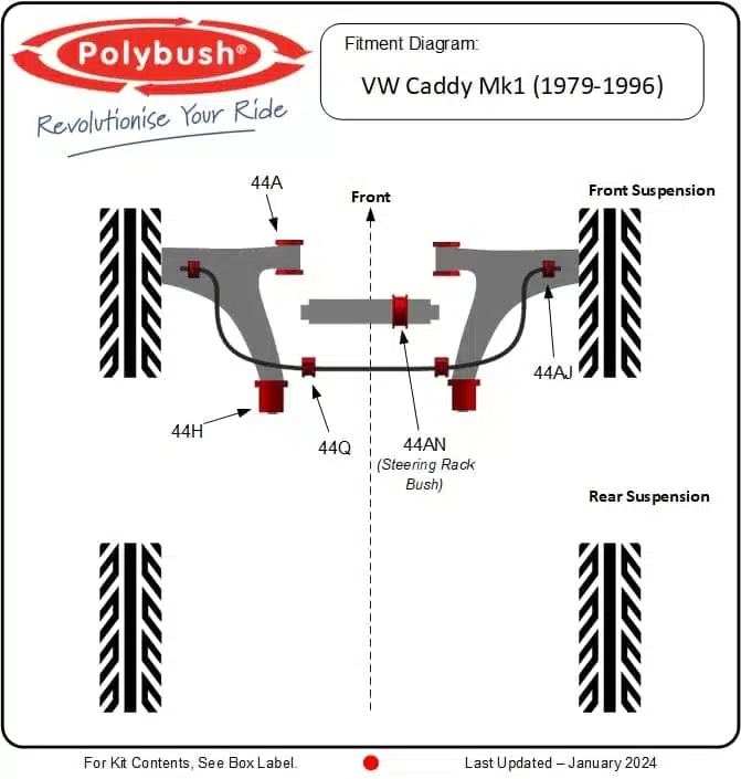 VW Caddy Mk1 (1979-1996) suspension bush diagram