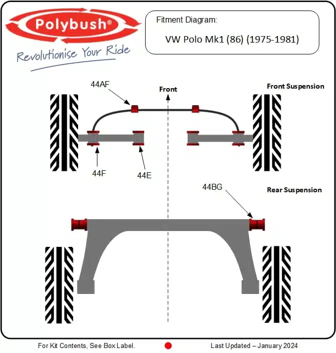 VW Polo Mk1 (86) (1975-1981) suspension bush diagram