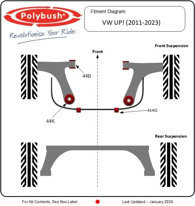 VW UP! (2011-2023) suspension bush diagram