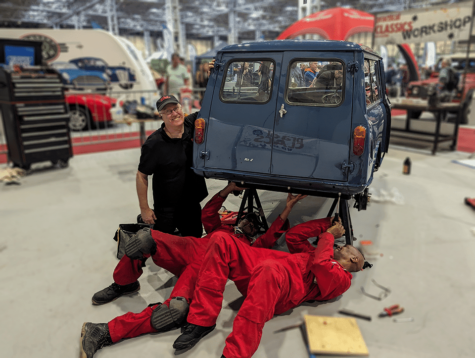 Fitting Polybushes to Matt Practical Classics 1968 Mini Clubman At the Restoration Show 2024