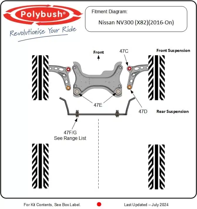 Nissan NV300 (X82) (2016-On) suspension bush diagram