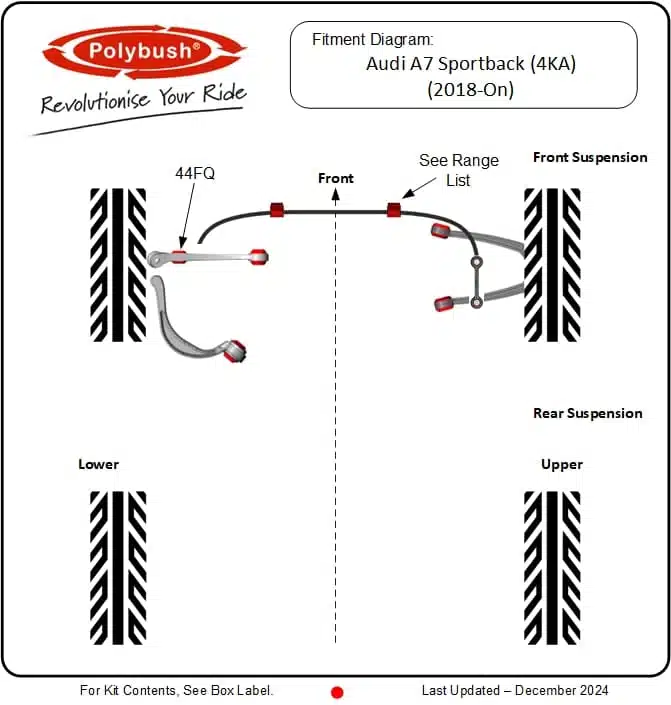 Audi A7 Sportback (4KA) 2018–On suspension bush diagram