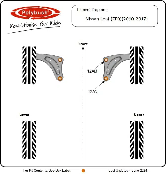Nissan Leaf ZE0 2010–2017 suspension bush diagram