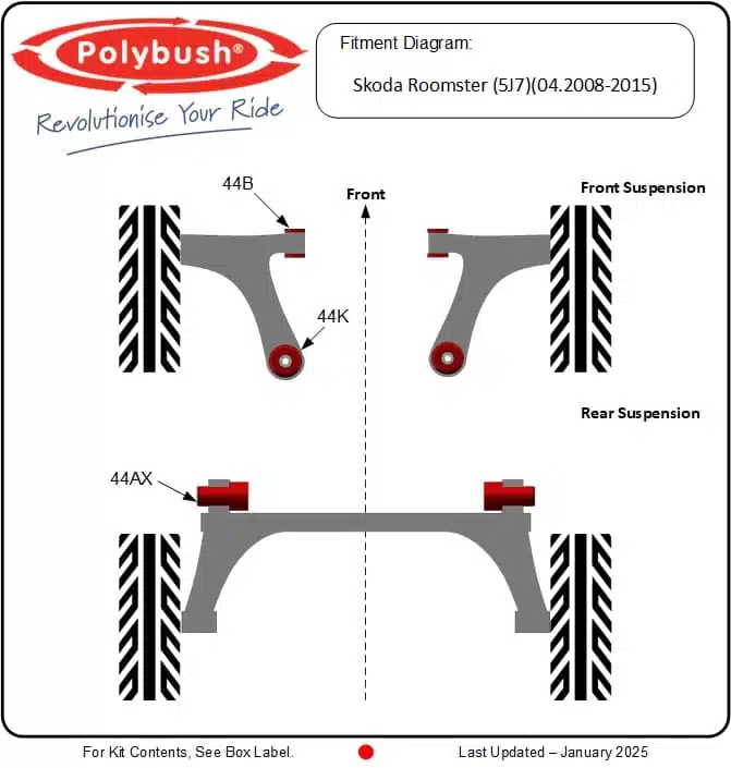 Skoda Roomster (5J7) (2008–2015) suspension bush diagram