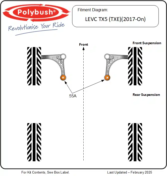 LEVC TX5 (TXE) (2017-On) suspension bush diagram
