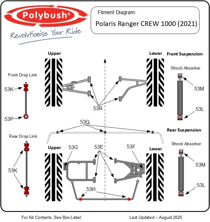Polaris Ranger 1000 CREW (2021) suspension bush diagram