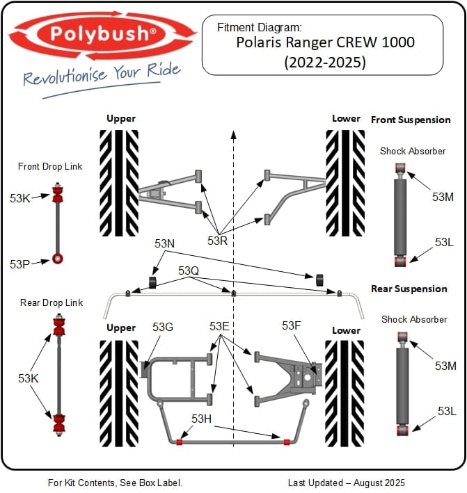 Polaris Ranger 1000 CREW (2022 - 2025) suspension bush diagram