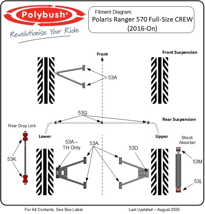 Polaris Ranger 570 Full-Size CREW (2016-On) suspension bush diagram