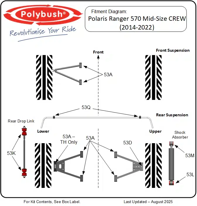 Polaris Ranger 570 Mid-Size CREW (2014-2022) suspension bush diagram