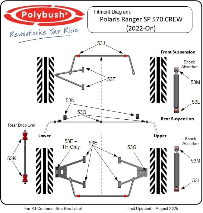 Polaris Ranger SP 570 CREW (2022-On) suspension bush diagram