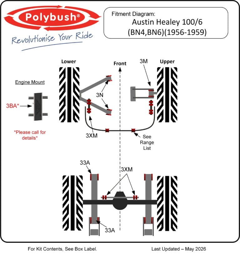 Austin Healey 100/6 (BN4,BN6) 1956-1959 suspension bush diagram